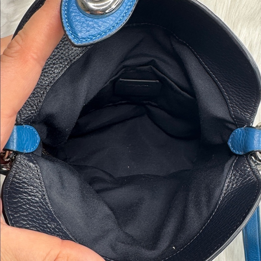 Coach C2814 Addie Pebble Leather Crossbody Bag SV/Vivid Blue crossbody purse - Picture 9 of 10